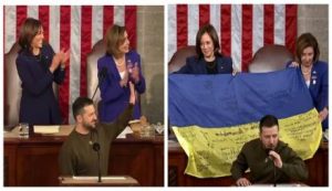 Бурхливі оплески не затихали! Зеленський виступив в Конгресі США, та передав прапор від військових із Бахмута
