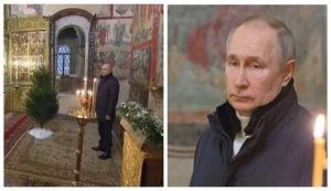 Самотній Путін в соборі на Різдво! Президент РФ приперся в собор замолити гріхи під трелі священник із ФСБ