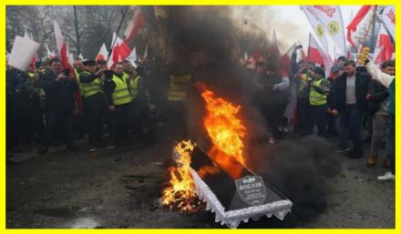 Polish farmers staged a large-scale protest in Warsaw