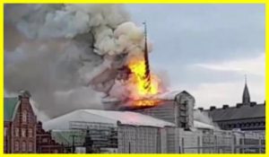 The world's oldest stock exchange, Bersen, is on fire in Copenhagen