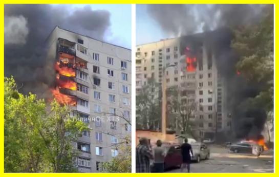 A Russian bomb hit a residential high-rise building in Kharkiv