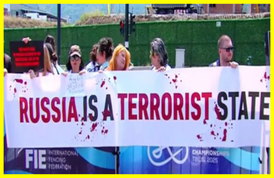 Protests in Georgia against Russians being allowed to compete